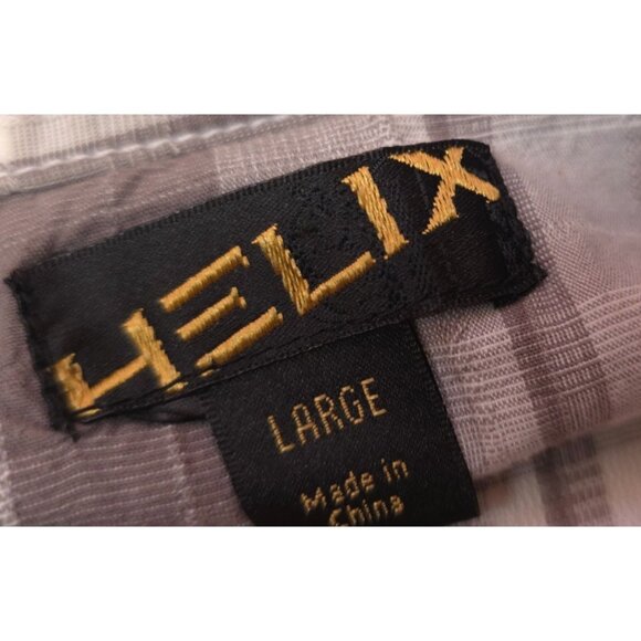 HELIX Mens Large Grey Plaid Short Sleeve Pearl Snap Western Cowboy Shirt - Picture 10 of 11